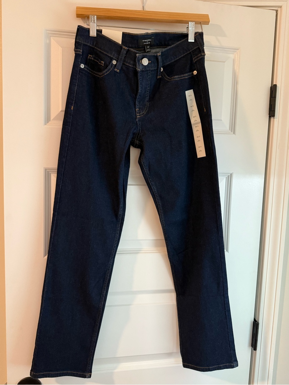 New W/ Tags Banana Republic Slim Mid-Rise Jeans - Blue with Gold Stitching - Picture 1 of 5